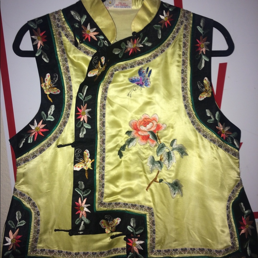 Vintage Pure silk embroidered vest
